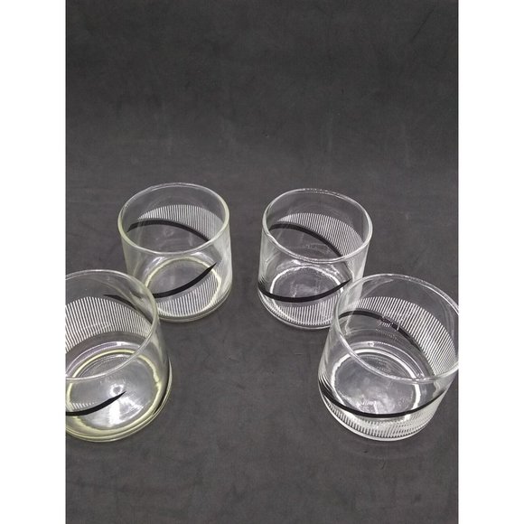 Mika's midnight? G. Braids Black/White Lowball Glasses Retro MCM Bar Ware Set/4. - Picture 8 of 12